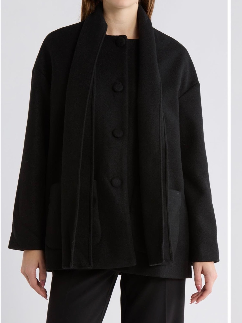 Hutch Black Bow Front Coat Jacket XL NWT Nordstrom Oversized Chic Statement